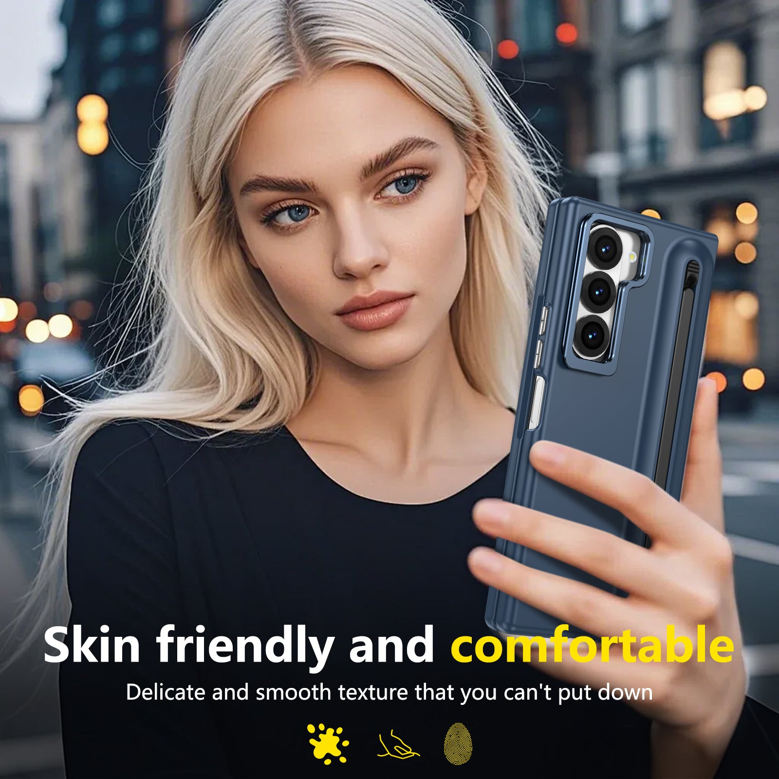 Samsung Z Fold Series Camera Metal Bracket Stand Case with Universal Stylus Pen