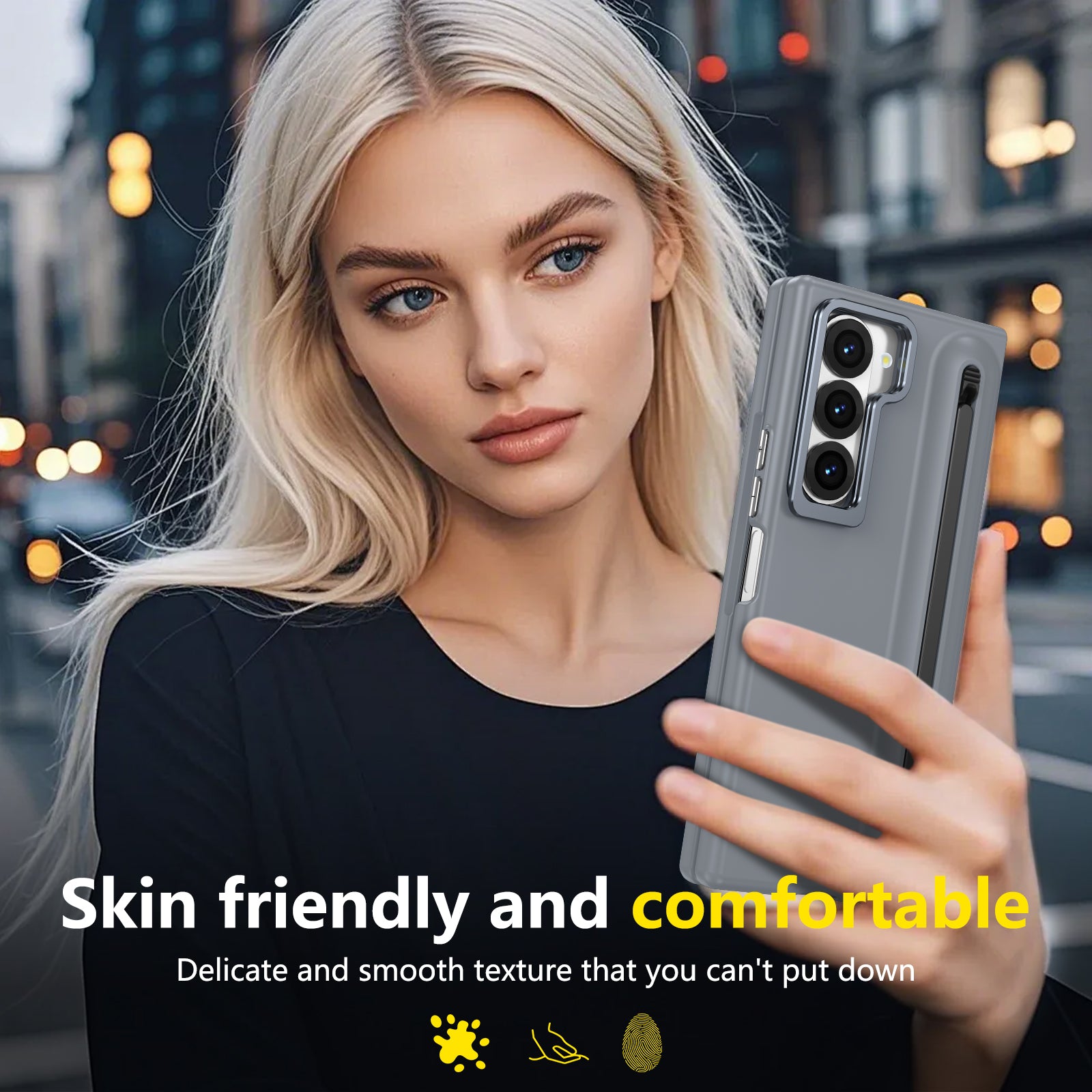 Samsung Z Fold Series Camera Metal Bracket Stand Case with Universal Stylus Pen