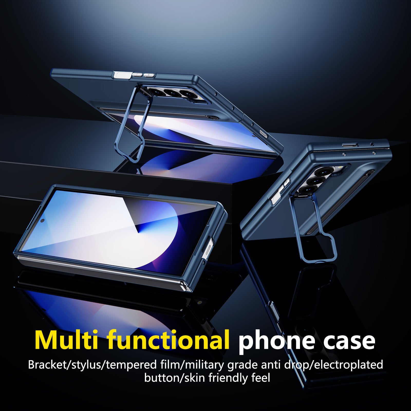 Samsung Z Fold Series Camera Metal Bracket Stand Case with Universal Stylus Pen