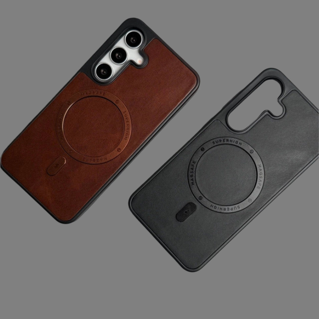 Samsung Galaxy S Series Classic PU Leather Metal Magsafe Ring Case