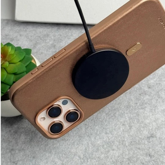 iPhone Leather Metal Magsafe Ring Case