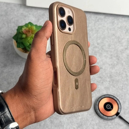 iPhone Leather Metal Magsafe Ring Case