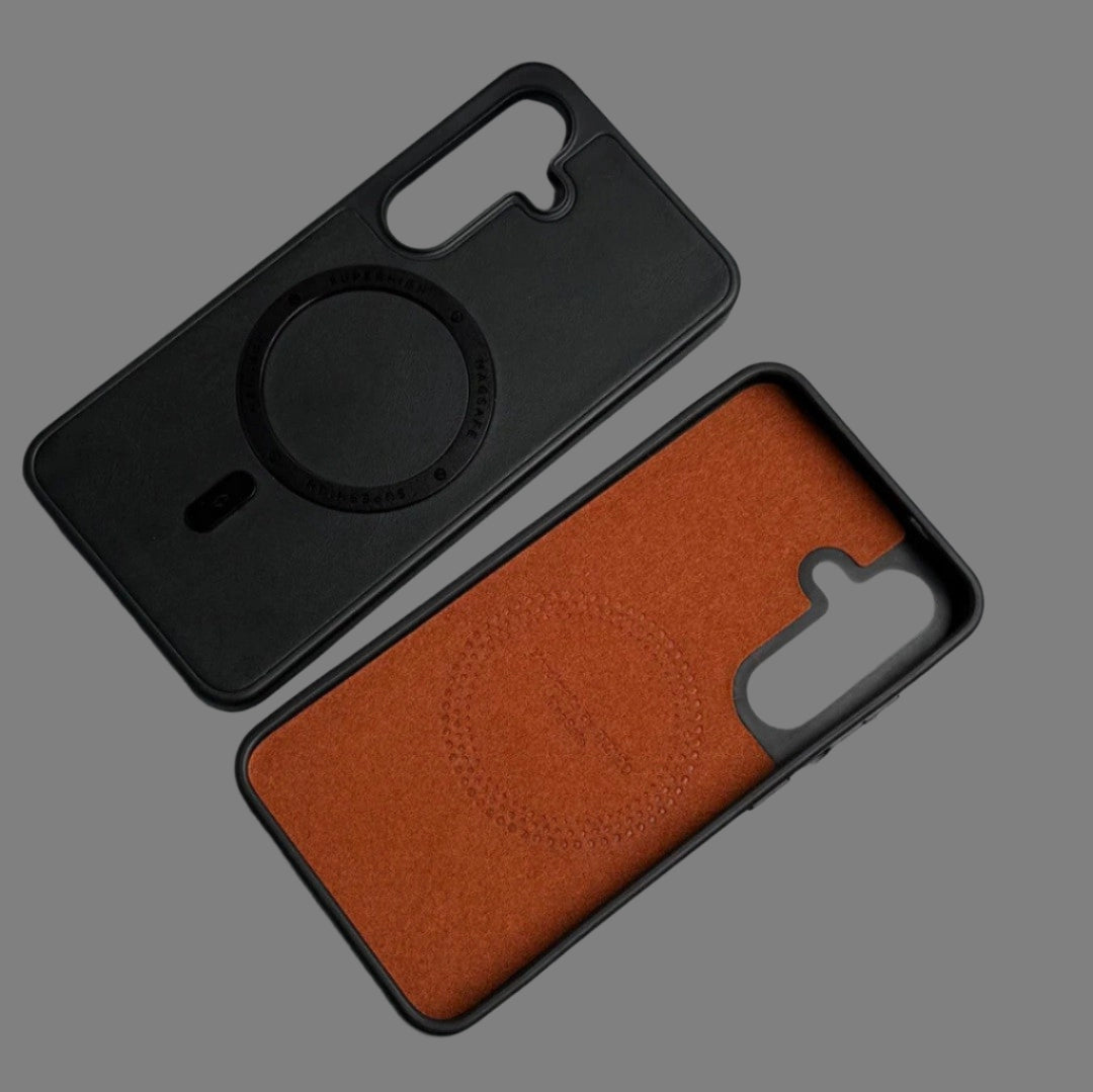 Samsung Galaxy S Series Classic PU Leather Metal Magsafe Ring Case