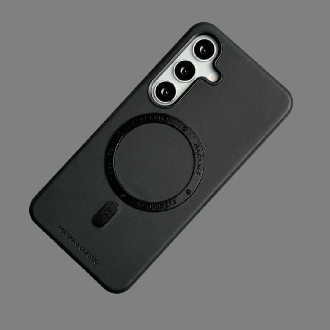 Samsung Galaxy S Series Classic PU Leather Metal Magsafe Ring Case