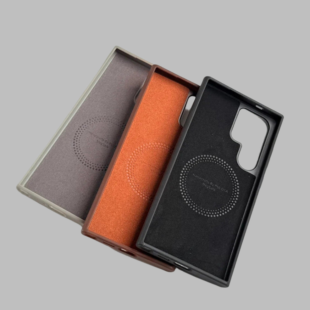 Samsung Galaxy S Series Classic PU Leather Metal Magsafe Ring Case