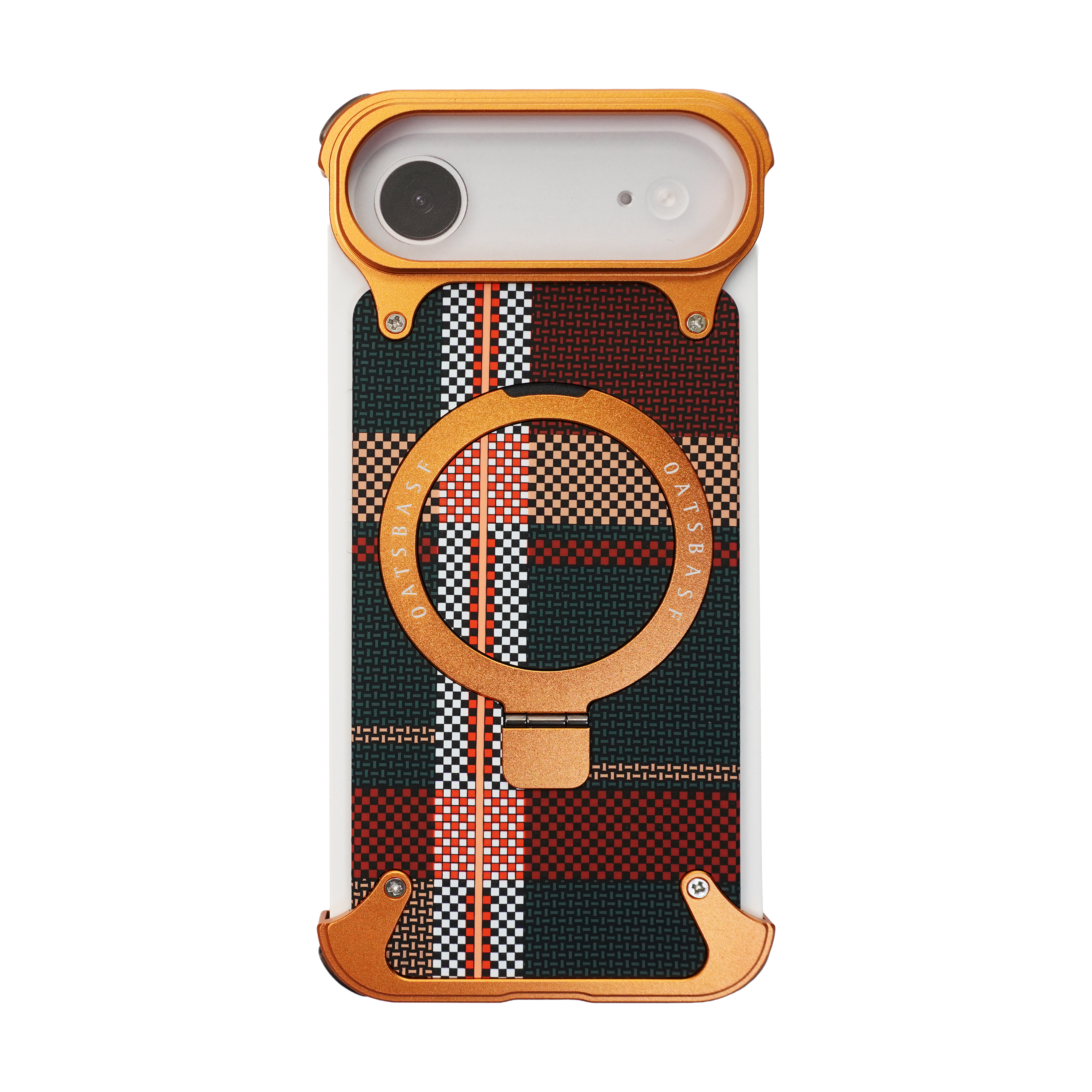 iPhone Lining Pattern Design Frameless Metal Case with Kickstand and Magsafe