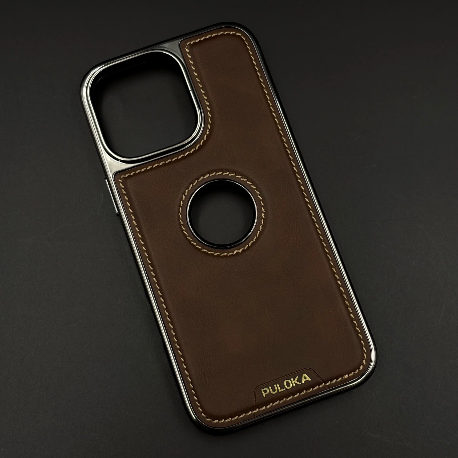 iPhone Side Stitch Chrome Leather With Hidden Magsafe