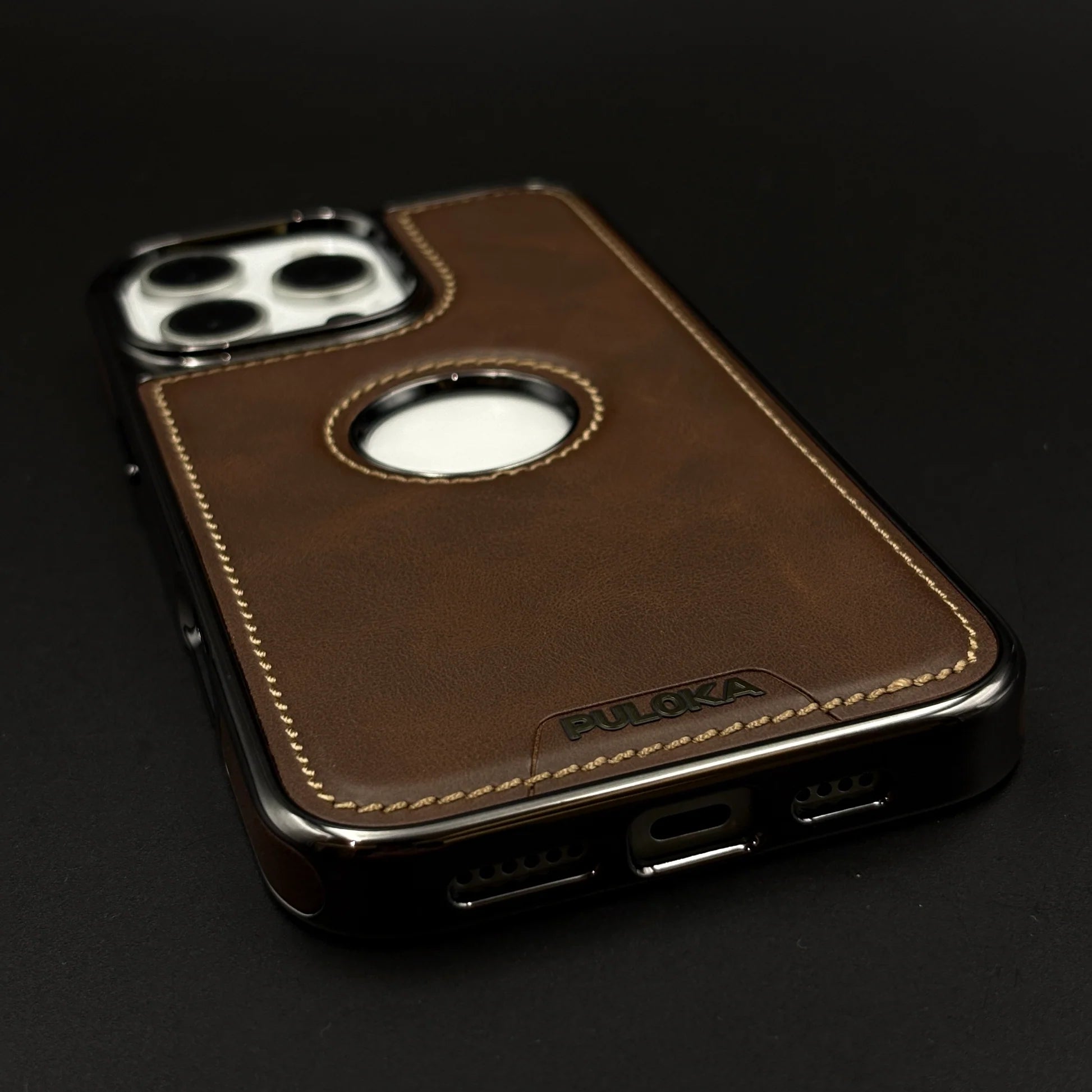iPhone Side Stitch Chrome Leather With Hidden Magsafe