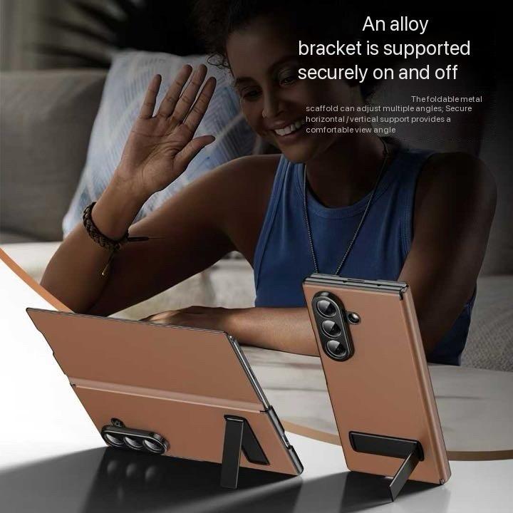 Samsung Galaxy Fold Series Flip Cover With Kickstand Electroplated Pu Leather Flip