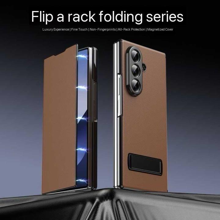 Samsung Galaxy Fold Series Flip Cover With Kickstand Electroplated Pu Leather Flip