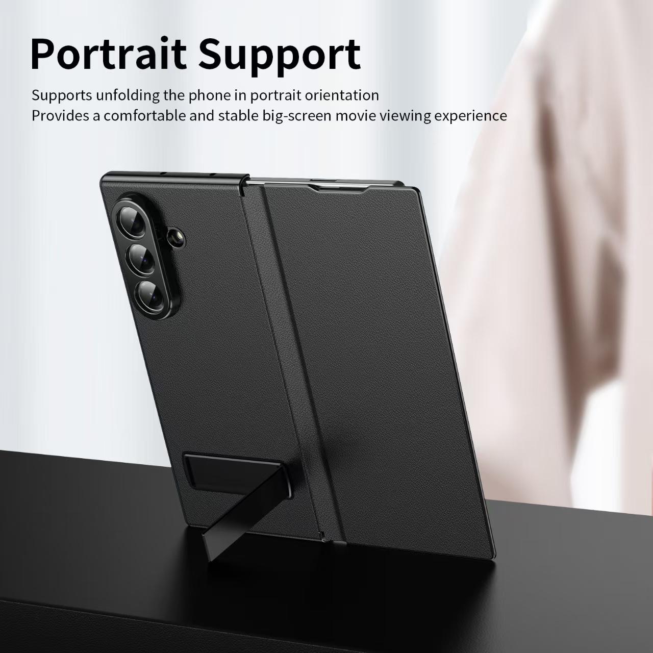 Samsung Galaxy Fold Series Flip Cover With Kickstand Electroplated Pu Leather Flip