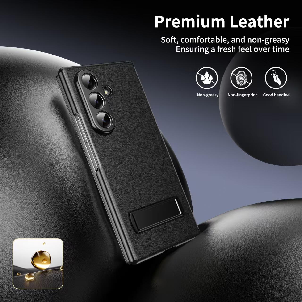 Samsung Galaxy Fold Series Flip Cover With Kickstand Electroplated Pu Leather Flip