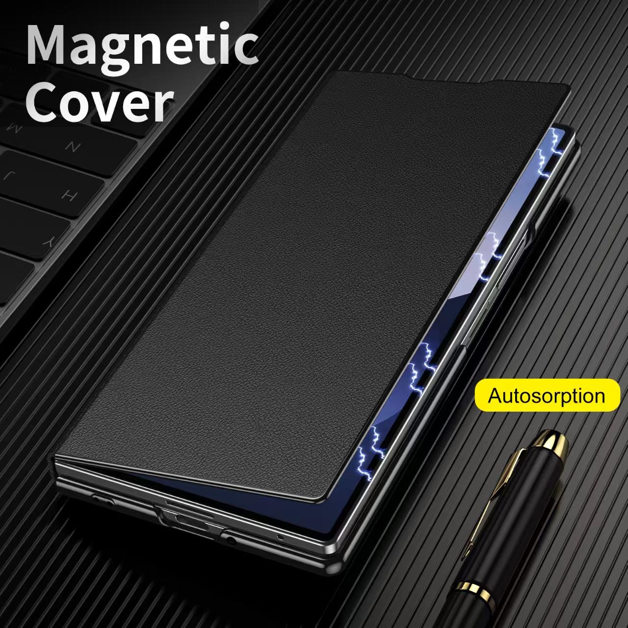 Samsung Galaxy Fold Series Flip Cover With Kickstand Electroplated Pu Leather Flip