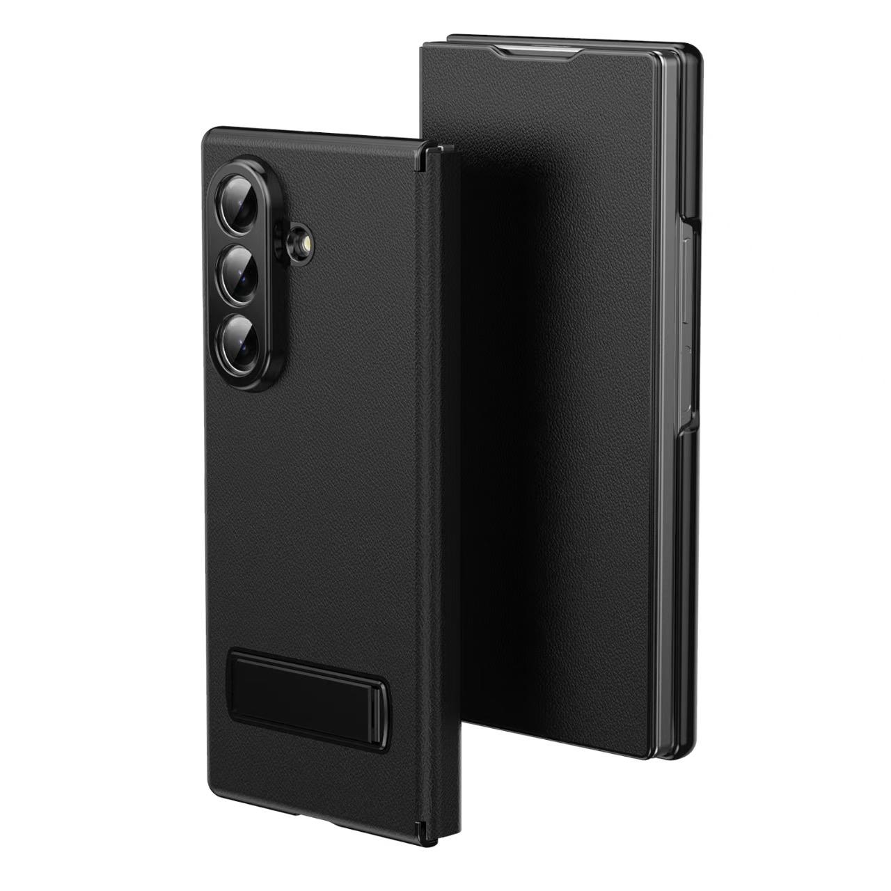 Samsung Galaxy Fold Series Flip Cover With Kickstand Electroplated Pu Leather Flip