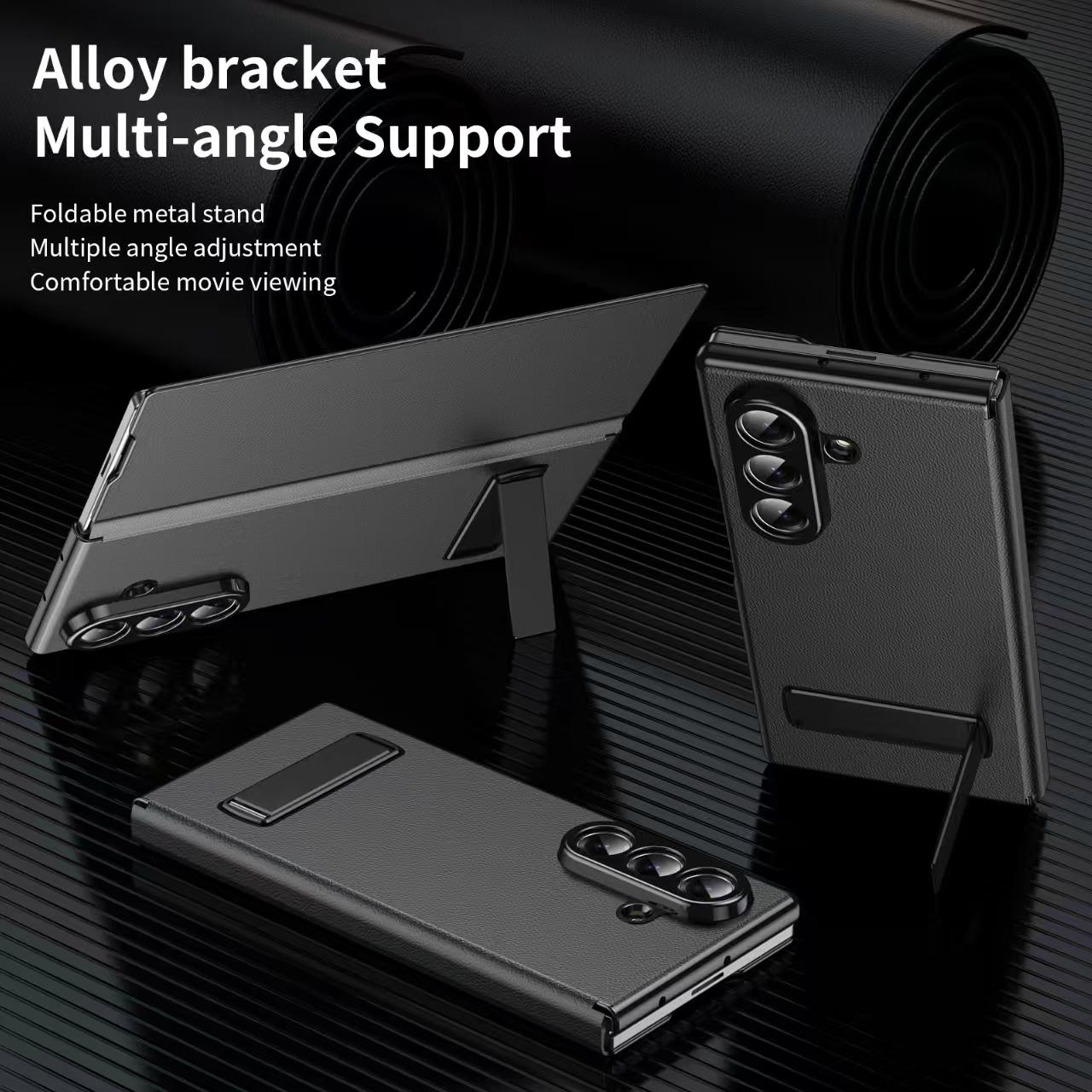 Samsung Galaxy Fold Series Flip Cover With Kickstand Electroplated Pu Leather Flip