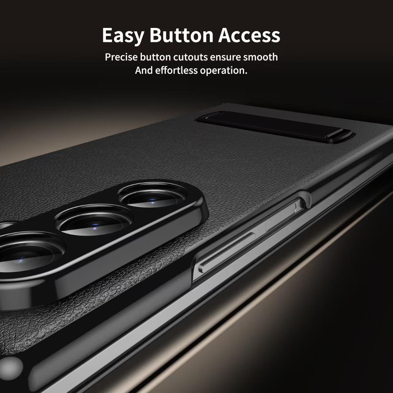 Samsung Galaxy Fold Series Flip Cover With Kickstand Electroplated Pu Leather Flip