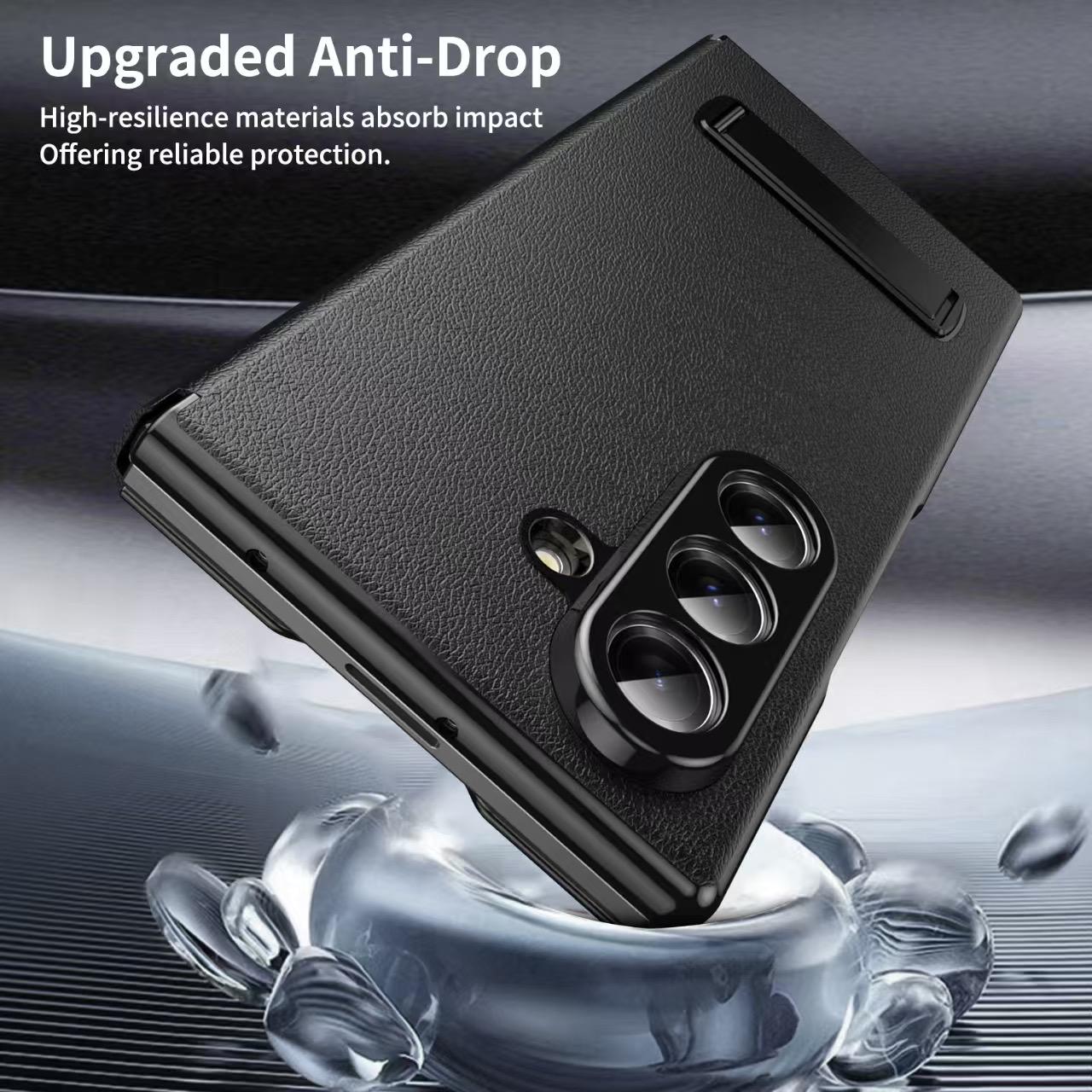 Samsung Galaxy Fold Series Flip Cover With Kickstand Electroplated Pu Leather Flip