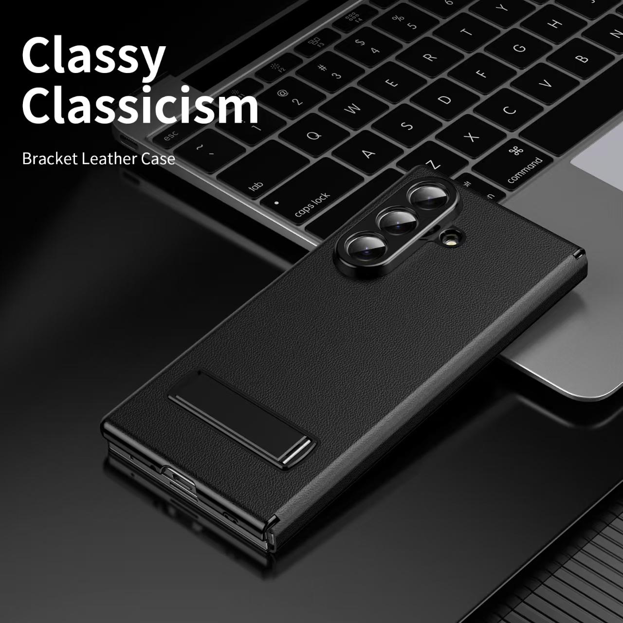 Samsung Galaxy Fold Series Flip Cover With Kickstand Electroplated Pu Leather Flip