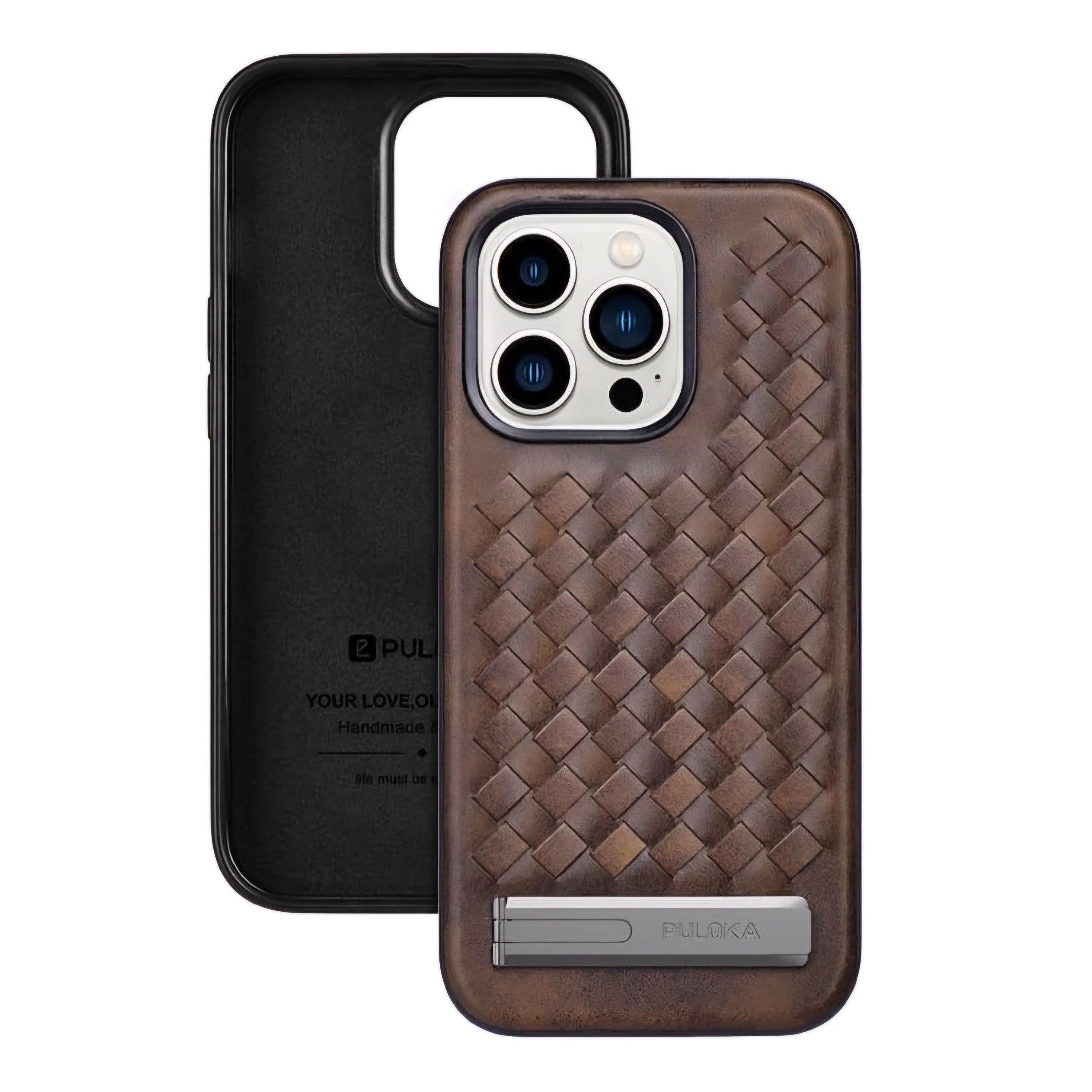 iPhone Alloy Bracket Woven Leather Case