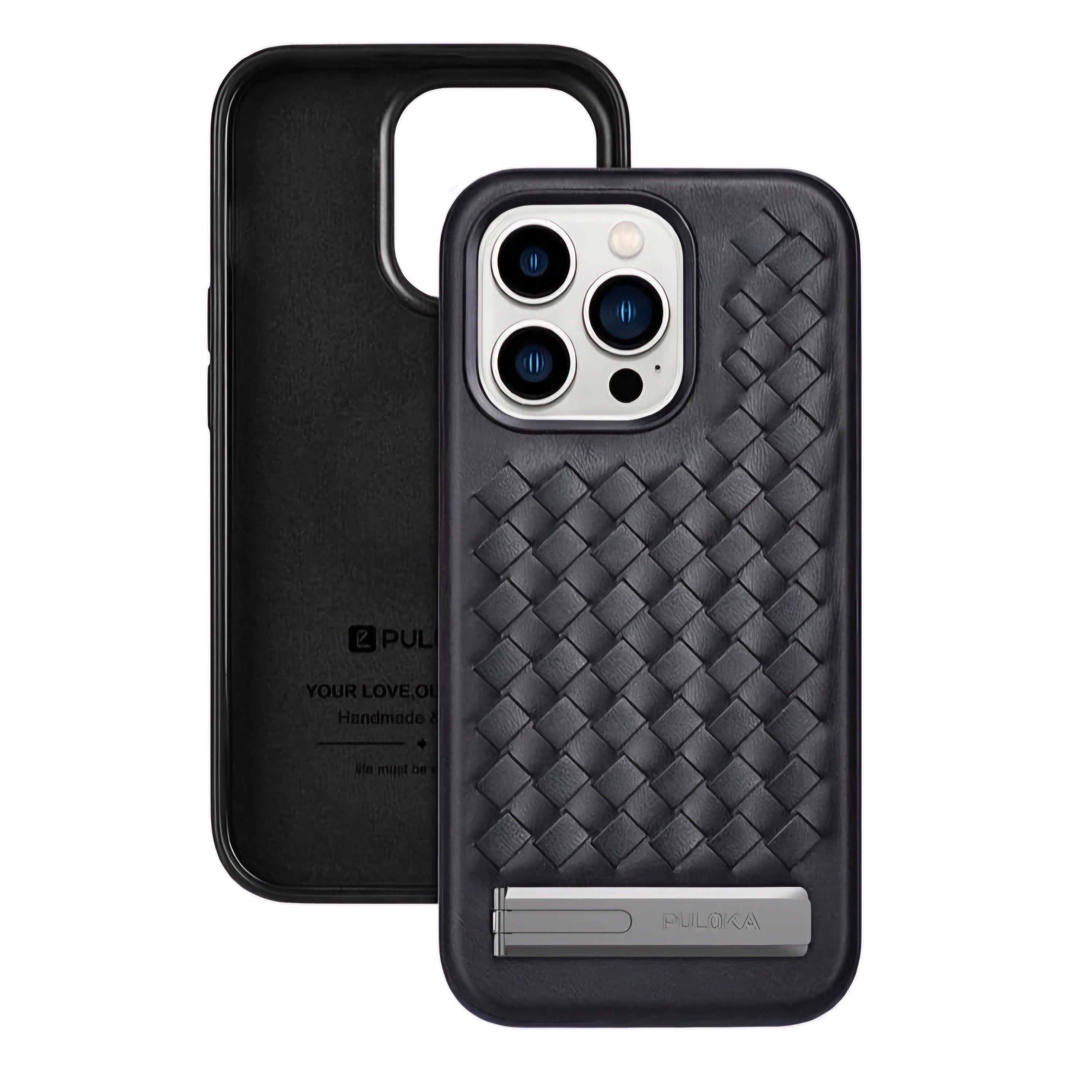 iPhone Alloy Bracket Woven Leather Case