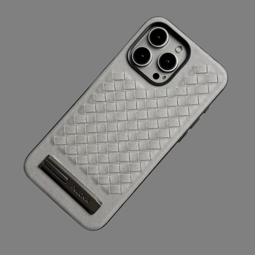 iPhone Alloy Bracket Woven Leather Case