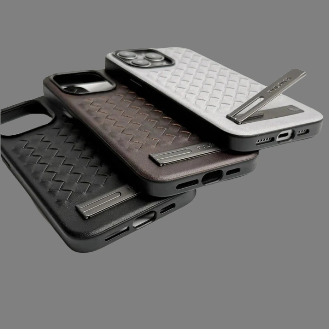 iPhone Alloy Bracket Woven Leather Case