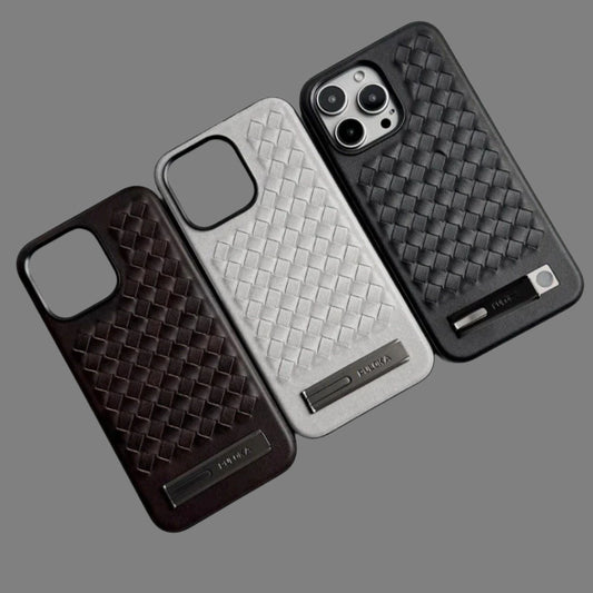 iPhone Alloy Bracket Woven Leather Case