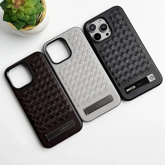 iPhone Alloy Bracket Woven Leather Case