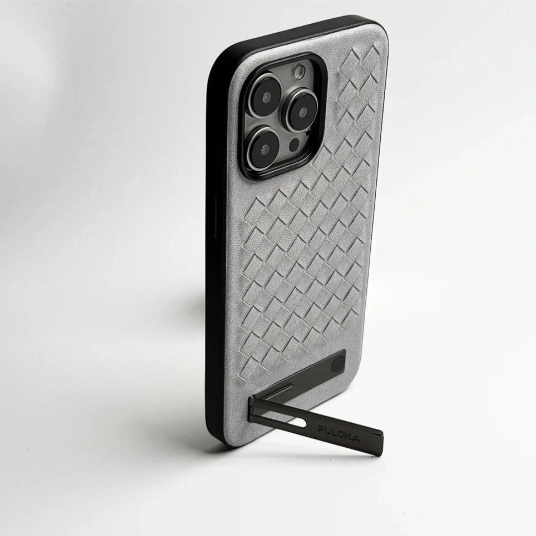 iPhone Alloy Bracket Woven Leather Case