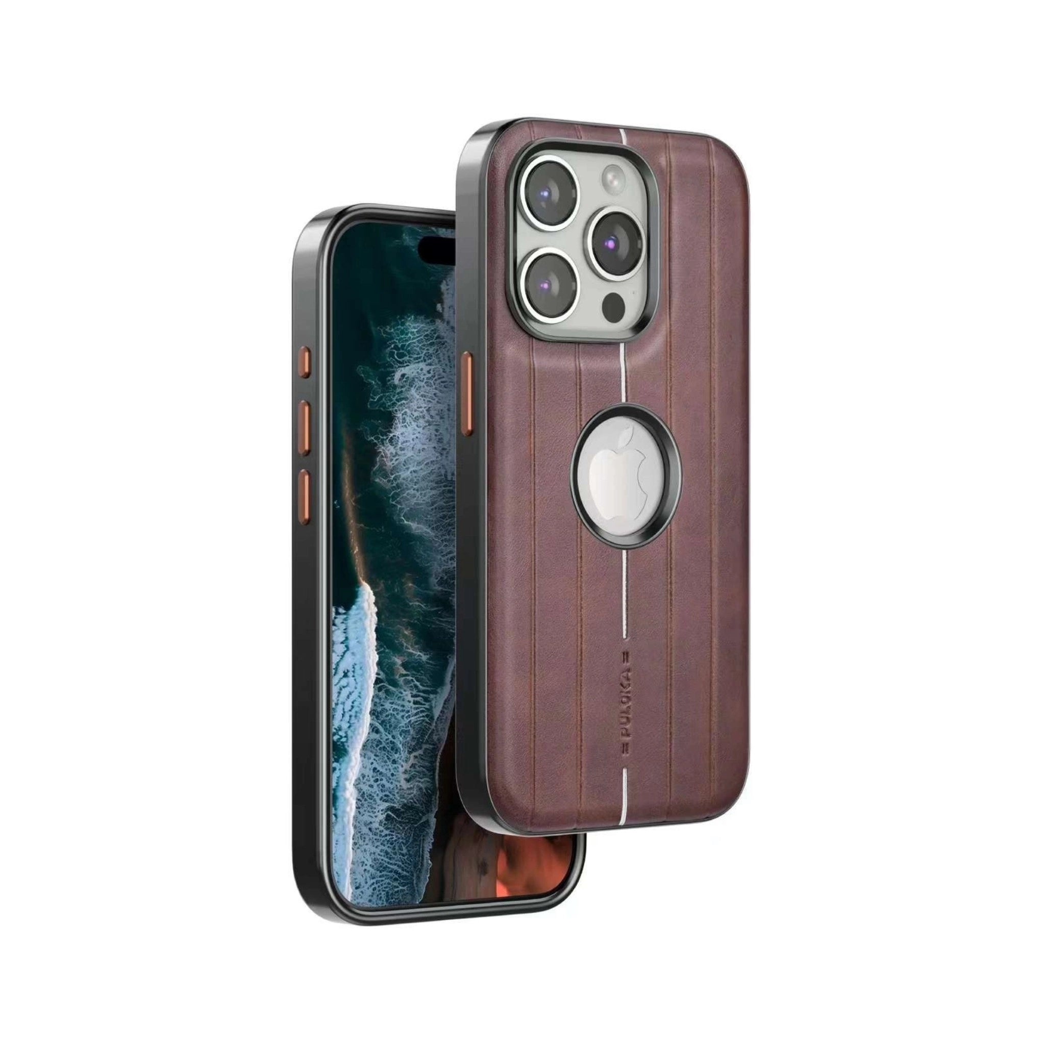 iPhone Classic Line Print Leather Case