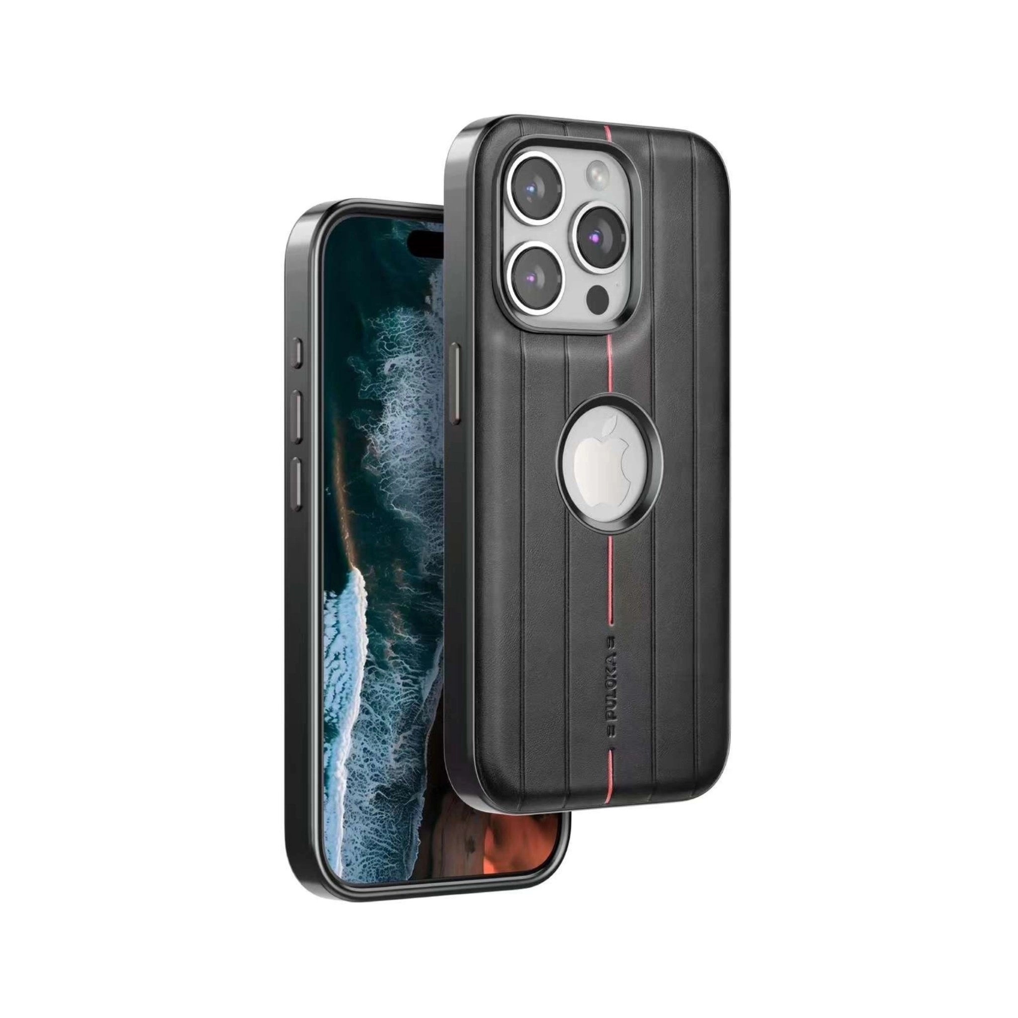 iPhone Classic Line Print Leather Case