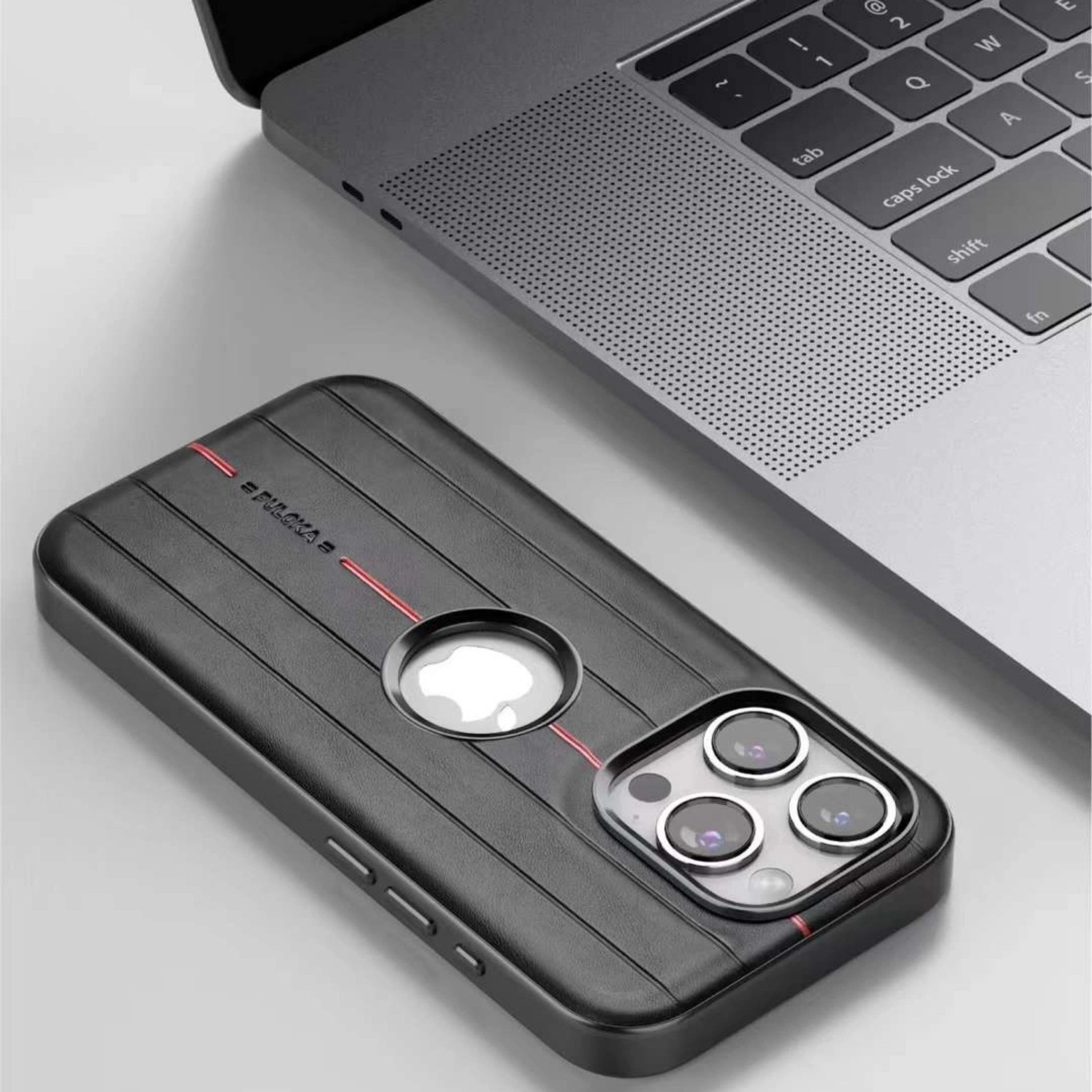iPhone Classic Line Print Leather Case