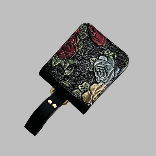 Samsung Galaxy Z Flip Floral Embossed Leather Design Case