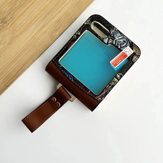 Samsung Galaxy Z Flip Floral Embossed Leather Design Case