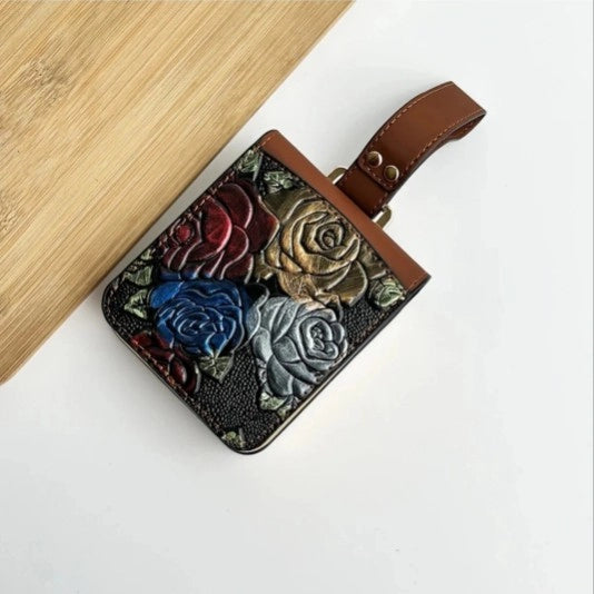 Samsung Galaxy Z Flip Floral Embossed Leather Design Case