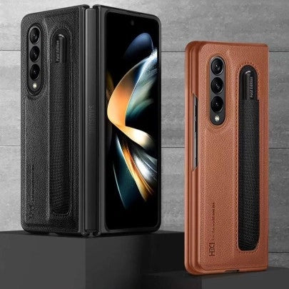 Samsung Galaxy Z Fold Luxury Leather Case with Pen Holder