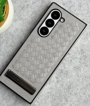 Samsung Galaxy Z Fold Alloy Bracket Woven Leather Case