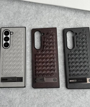Samsung Galaxy Z Fold Alloy Bracket Woven Leather Case