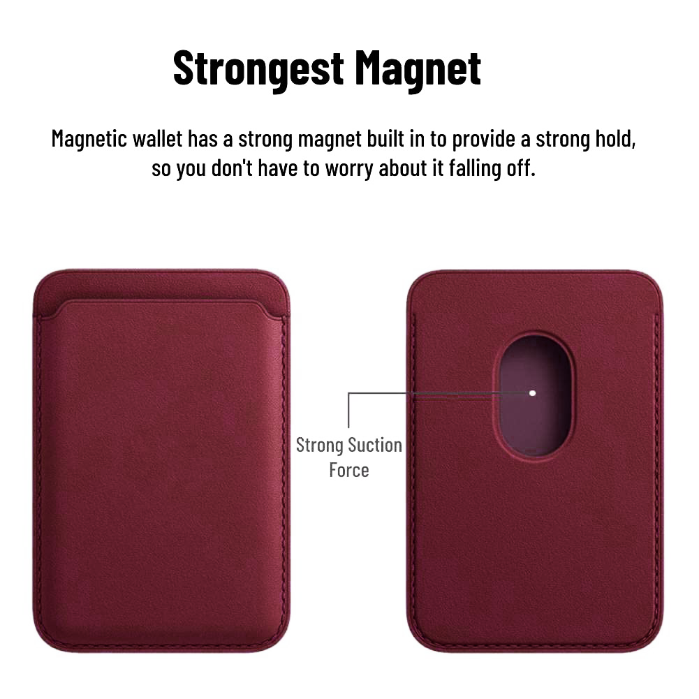 Red magnetic wallet with a strong magnet feature on a white background