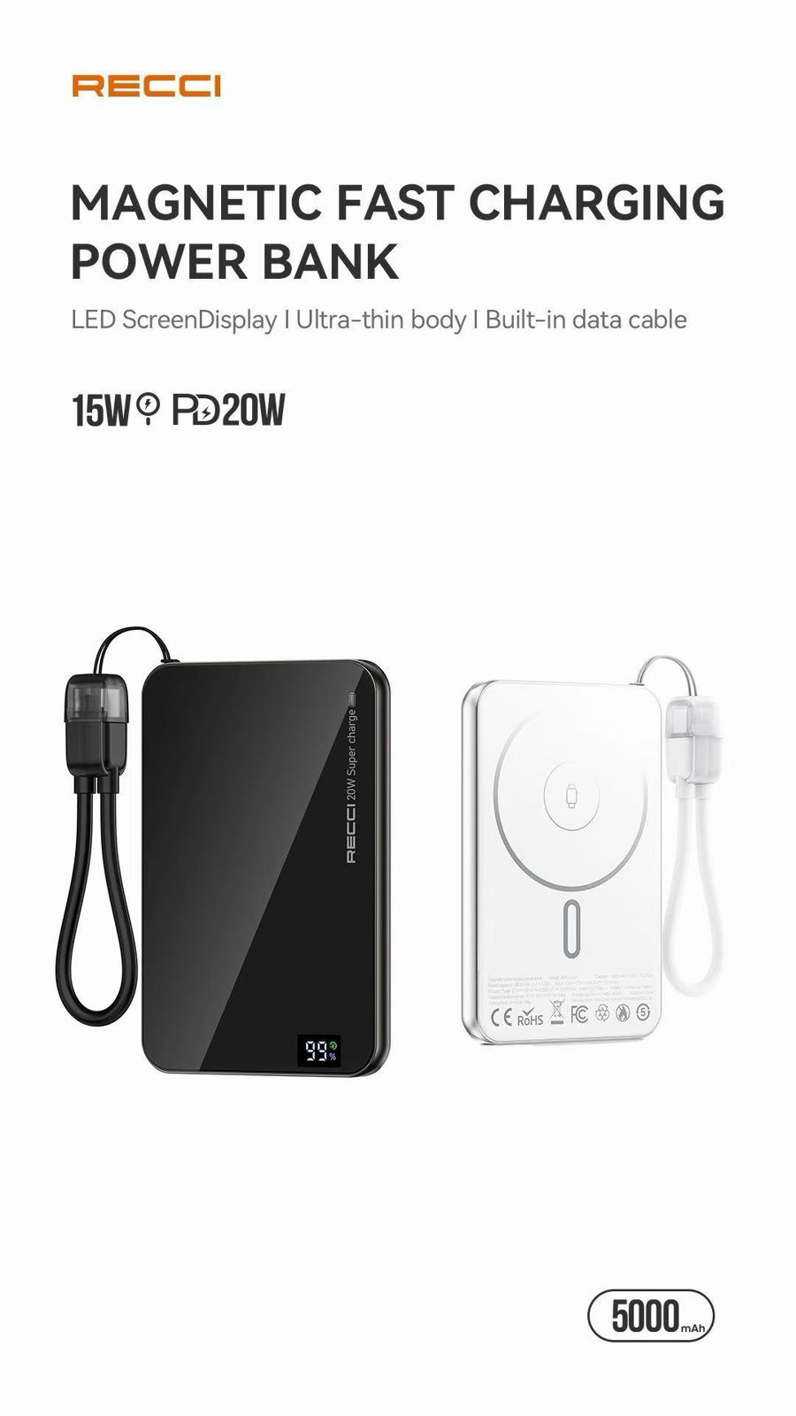 RECCI RPB-W41 3-in-1 Power Bank (5000mAh) — The Ultimate Pocket-Sized Charging Hub