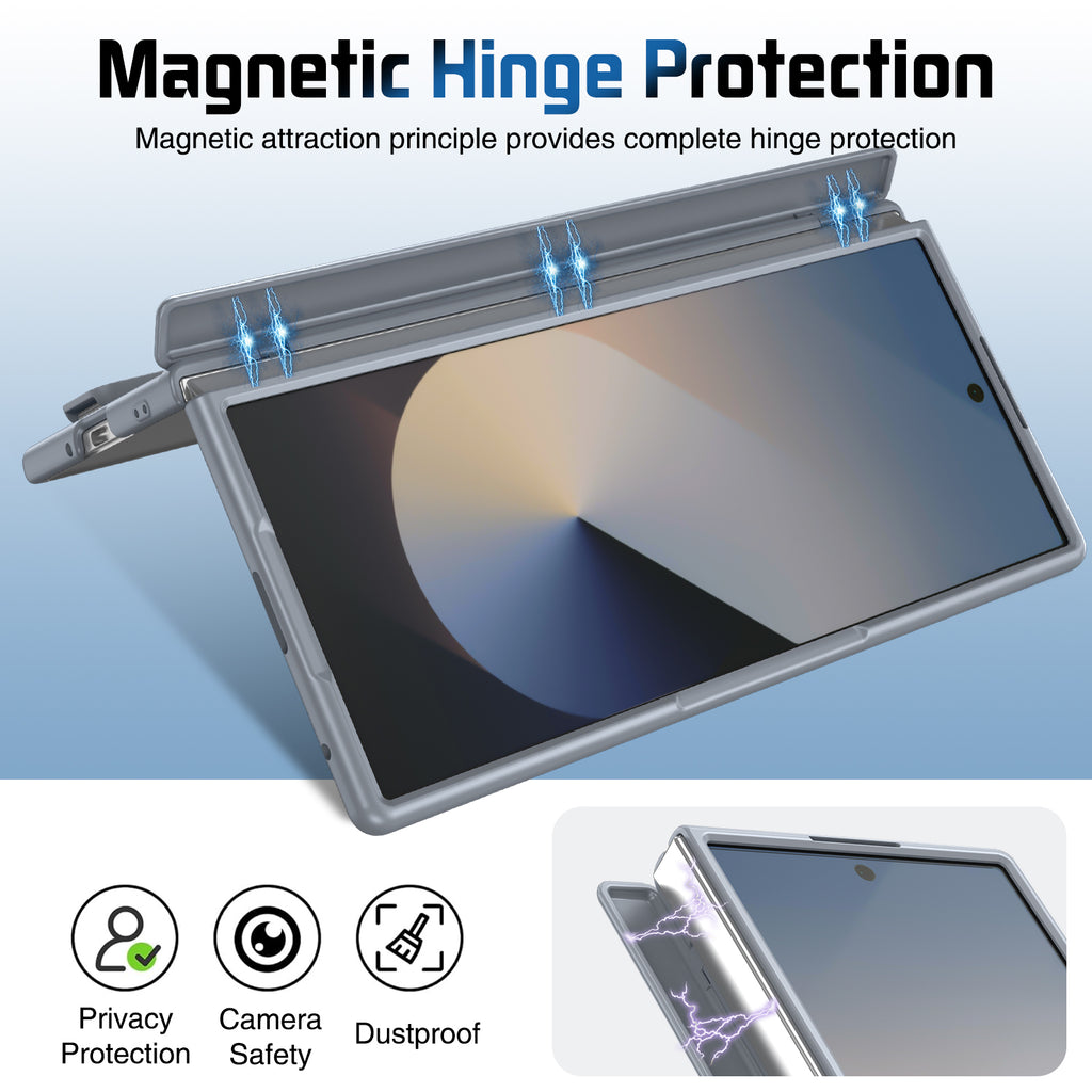 Samsung Z Fold Series Camera Metal Bracket Stand Case with Hand Strip and Hinge Protection
