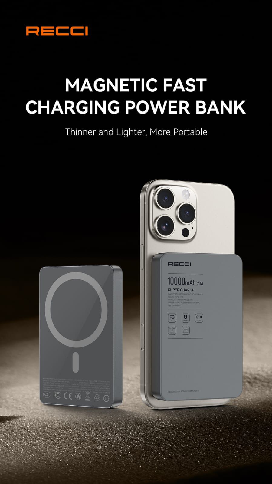 RECCI RPB-W36 Power Bank 10000mah PD 20W Fast Charging MagSafe
