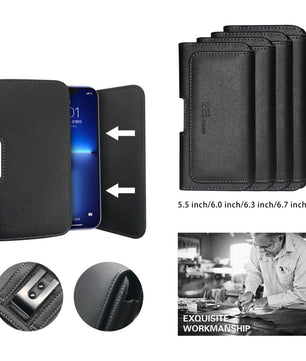 DEEcase Pu Leather Belt Pouch Holster for Smartphones & Mobiles (Display 5 to 6.5 inches) (6.3)
