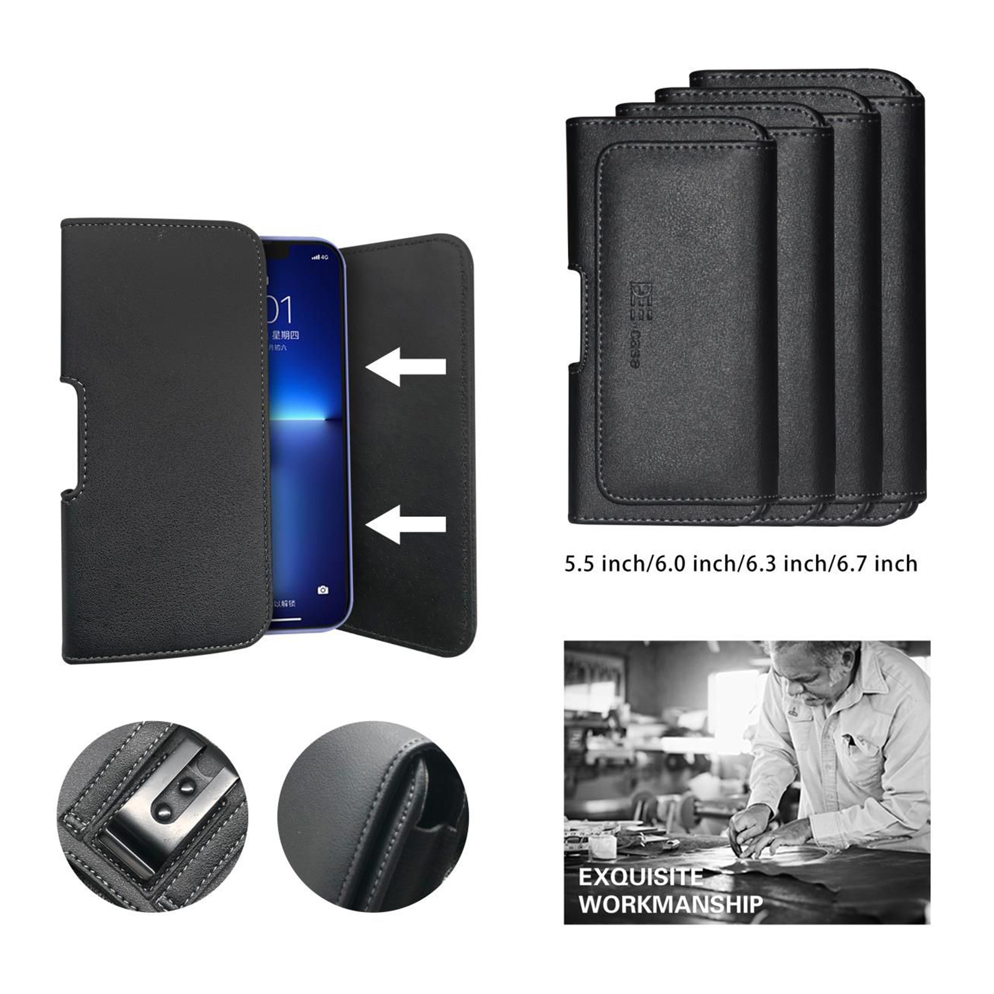 DEEcase Pu Leather Belt Pouch Holster for Smartphones & Mobiles (Display 5 to 6.5 inches) (6.3)