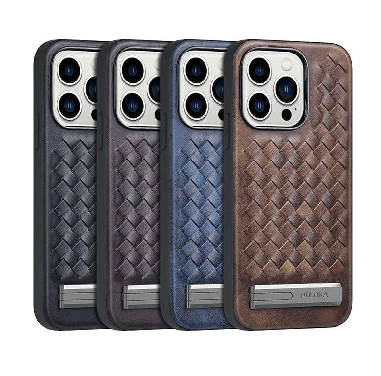 iPhone Alloy Bracket Woven Leather Case