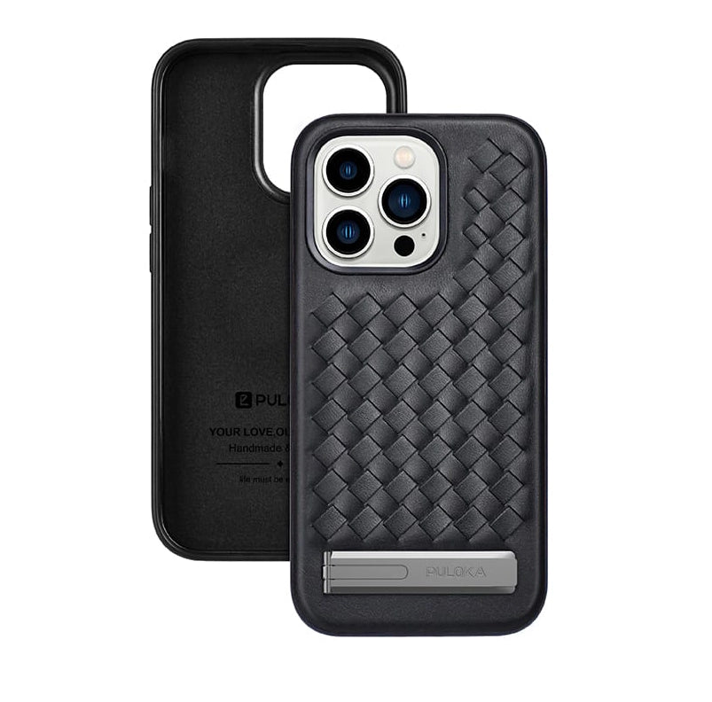 iPhone Alloy Bracket Woven Leather Case