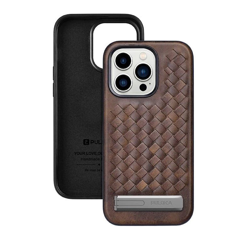 iPhone Alloy Bracket Woven Leather Case