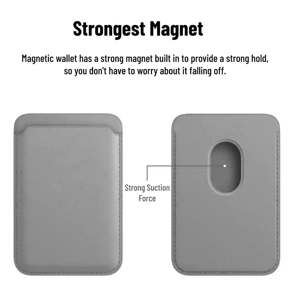 Two gray magnetic wallets for an iPhone.