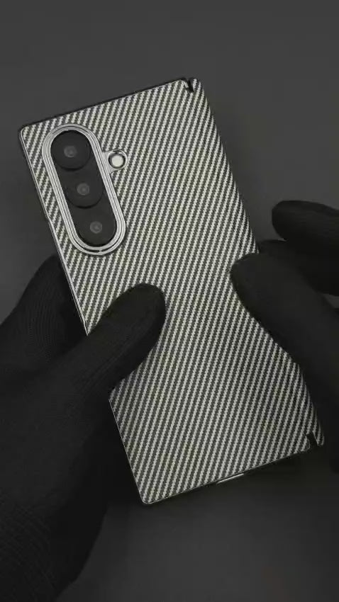 Samsung Z Fold Series Carbon Fibre Smooth Feel Back Case With Front Glass, Hinge Protection And Magsafe