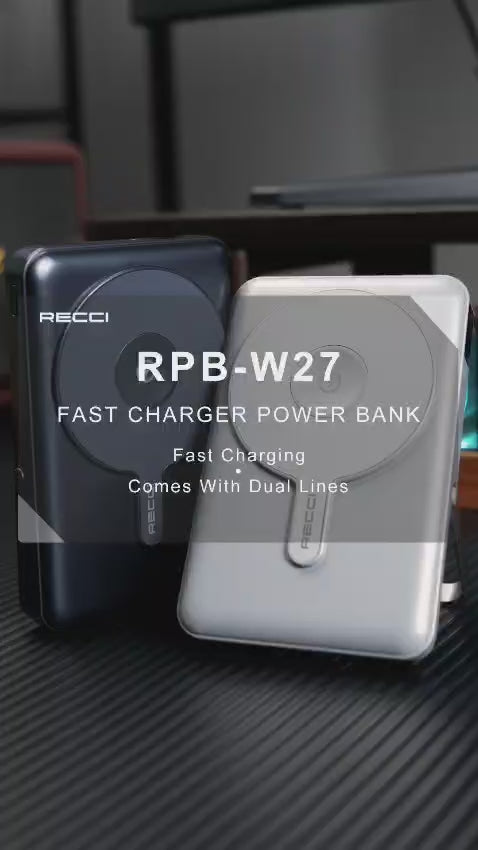 RECCI RPB-W27 Power Bank 10000mah 3IN1 PD 20W Fast Charging magsafe